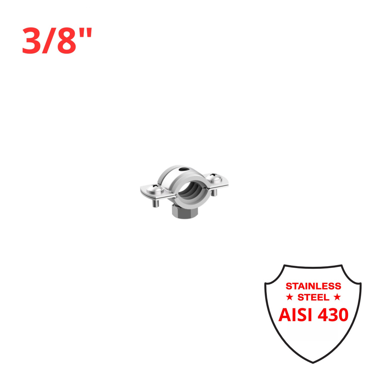 Трубний нержавіючий хомут 3/8" (15-19 мм) М8